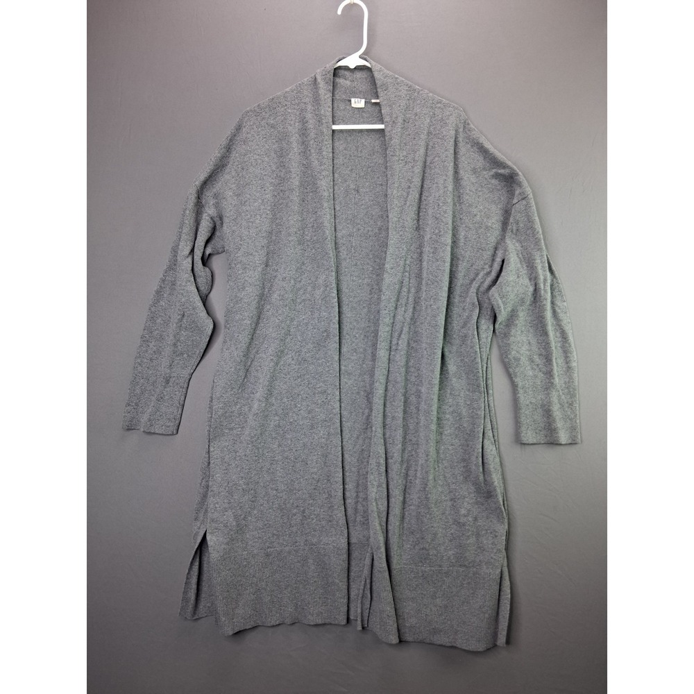 GAP Cardigan Sweater Longline Open Front XXL Gray Knit Soft Layering Duster